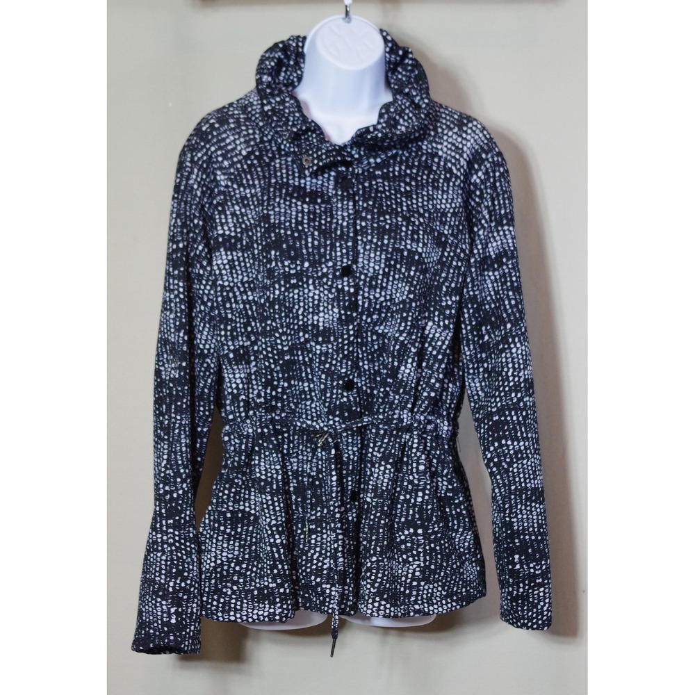 Grace Elements Women's XL Black White Abstract Dot Drawstring Waist Jacket